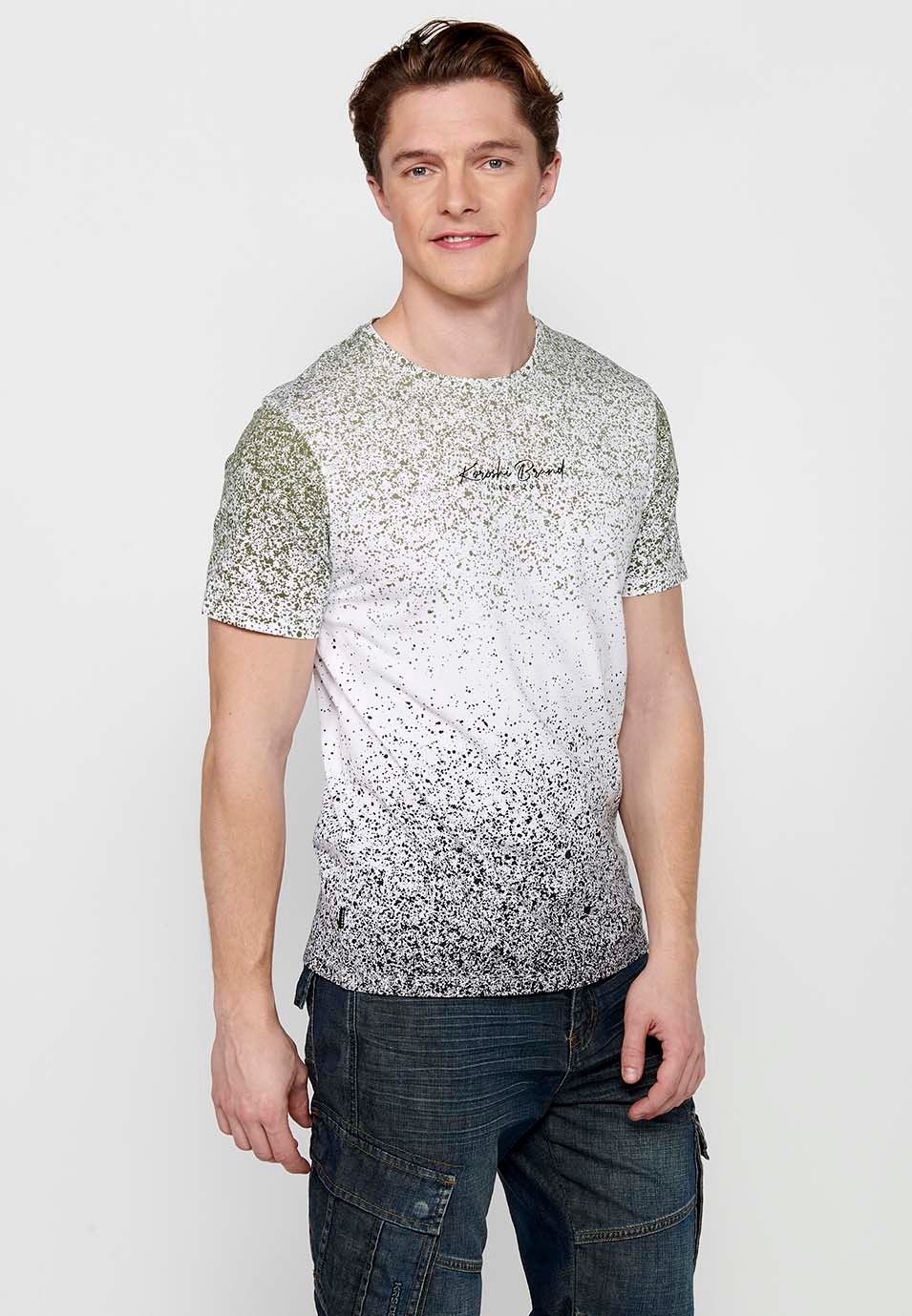 Men's Khaki Gradient Print Round Neck Short Sleeve T-shirt 6