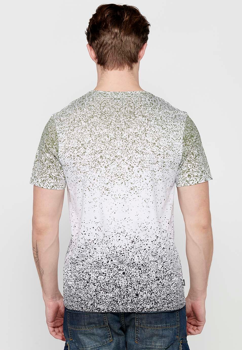 Men's Khaki Gradient Print Round Neck Short Sleeve T-shirt 8