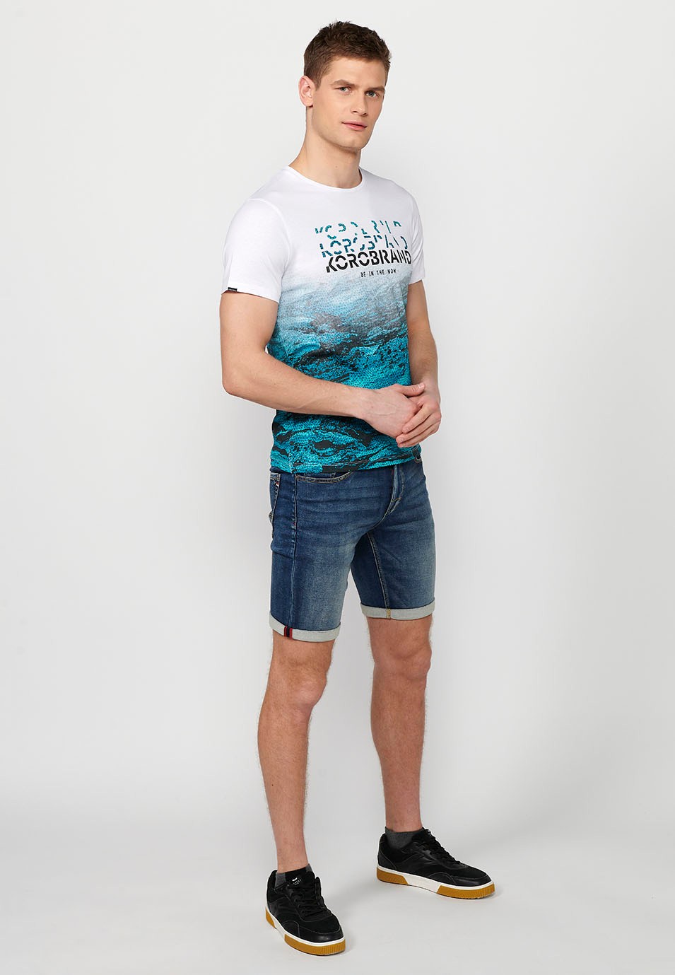 Men's White Gradient Print Short Sleeve T-Shirt