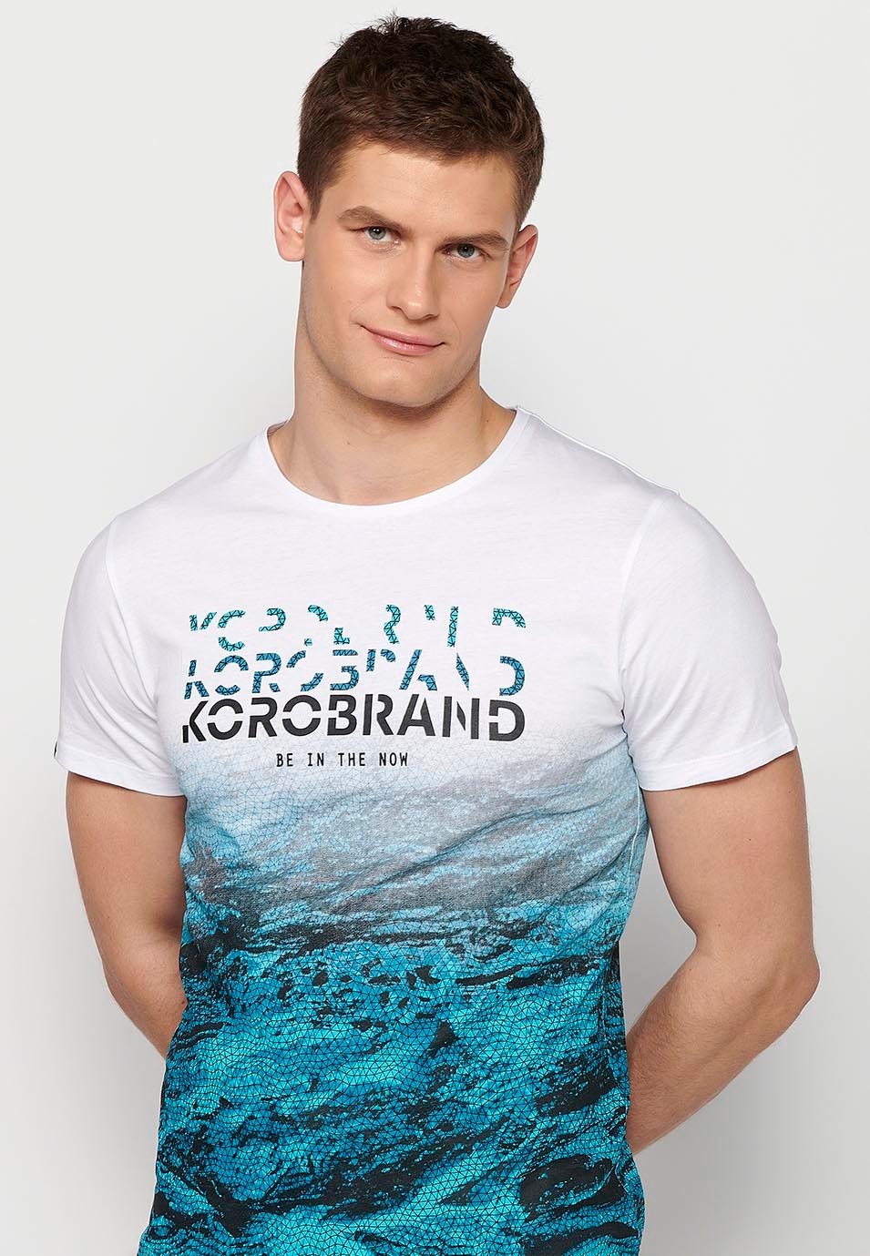 Men's White Gradient Print Short Sleeve T-Shirt