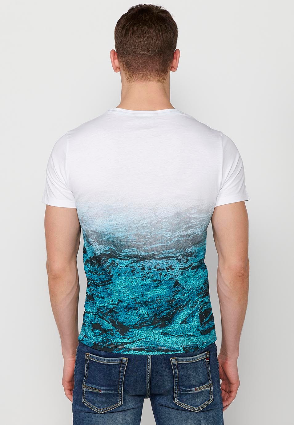 Men's White Gradient Print Short Sleeve T-Shirt