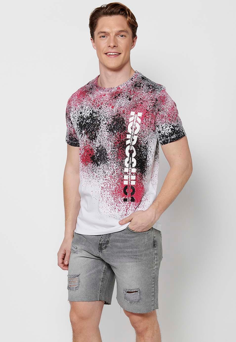 Camiseta de manga corta de algodon con estampado degradado multicolor para hombre