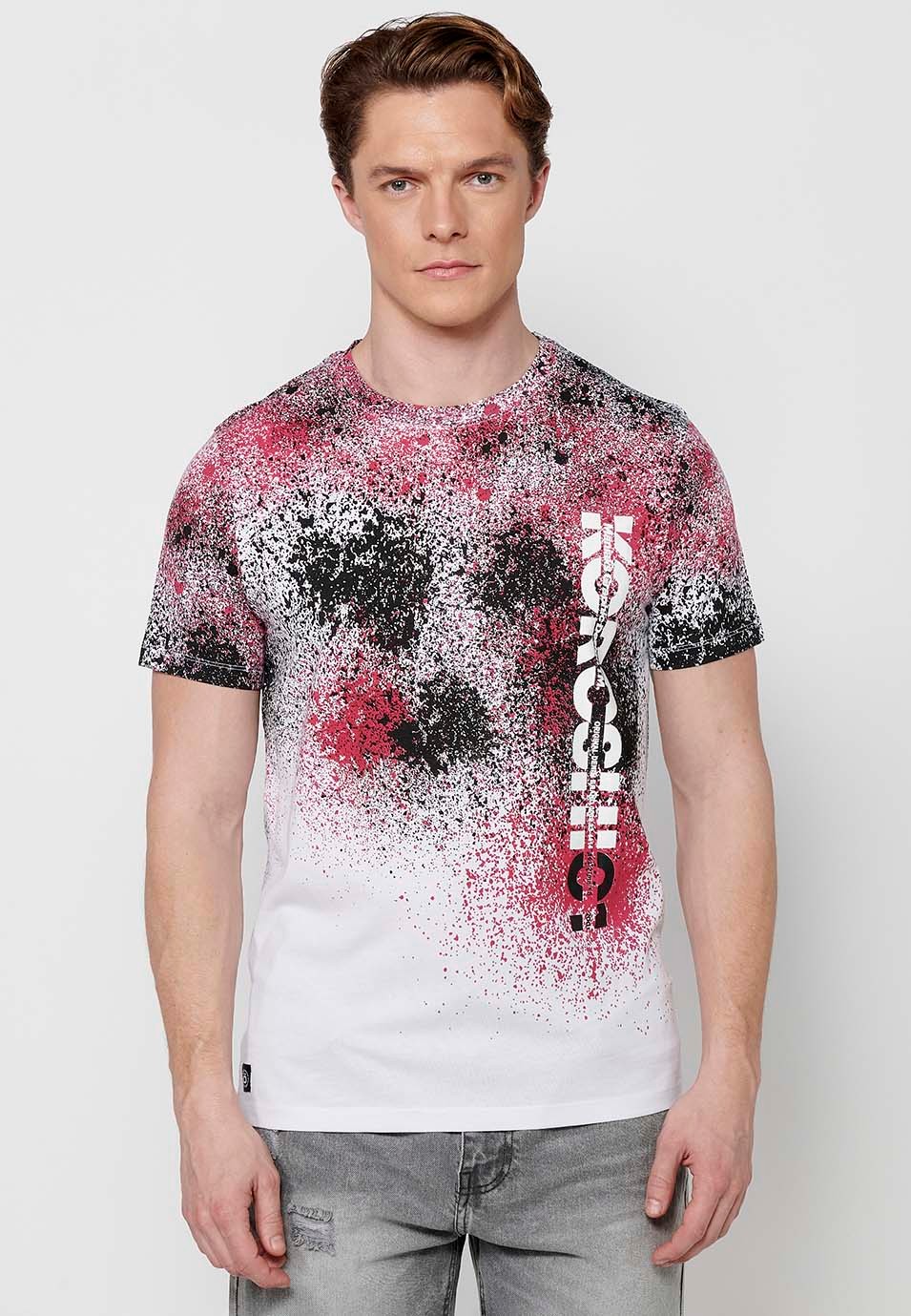 Camiseta de manga corta de algodon con estampado degradado multicolor para hombre