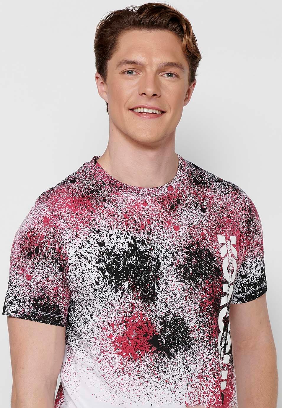 Kurzarm-T-Shirt aus Baumwolle mit mehrfarbigem Farbverlaufsdruck für Herren