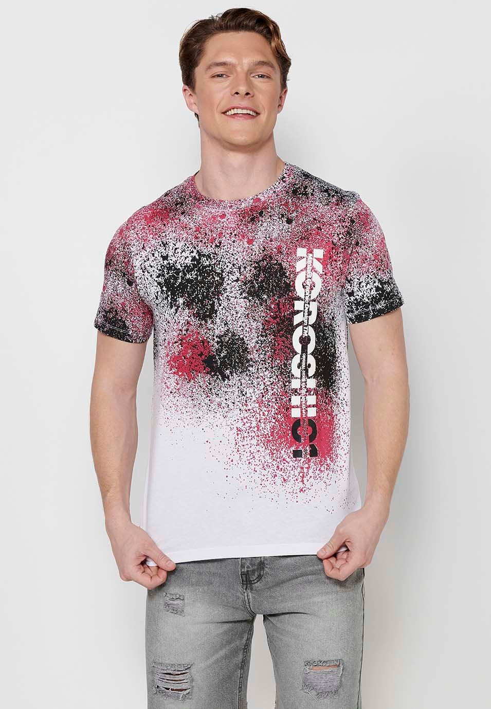 Kurzarm-T-Shirt aus Baumwolle mit mehrfarbigem Farbverlaufsdruck für Herren