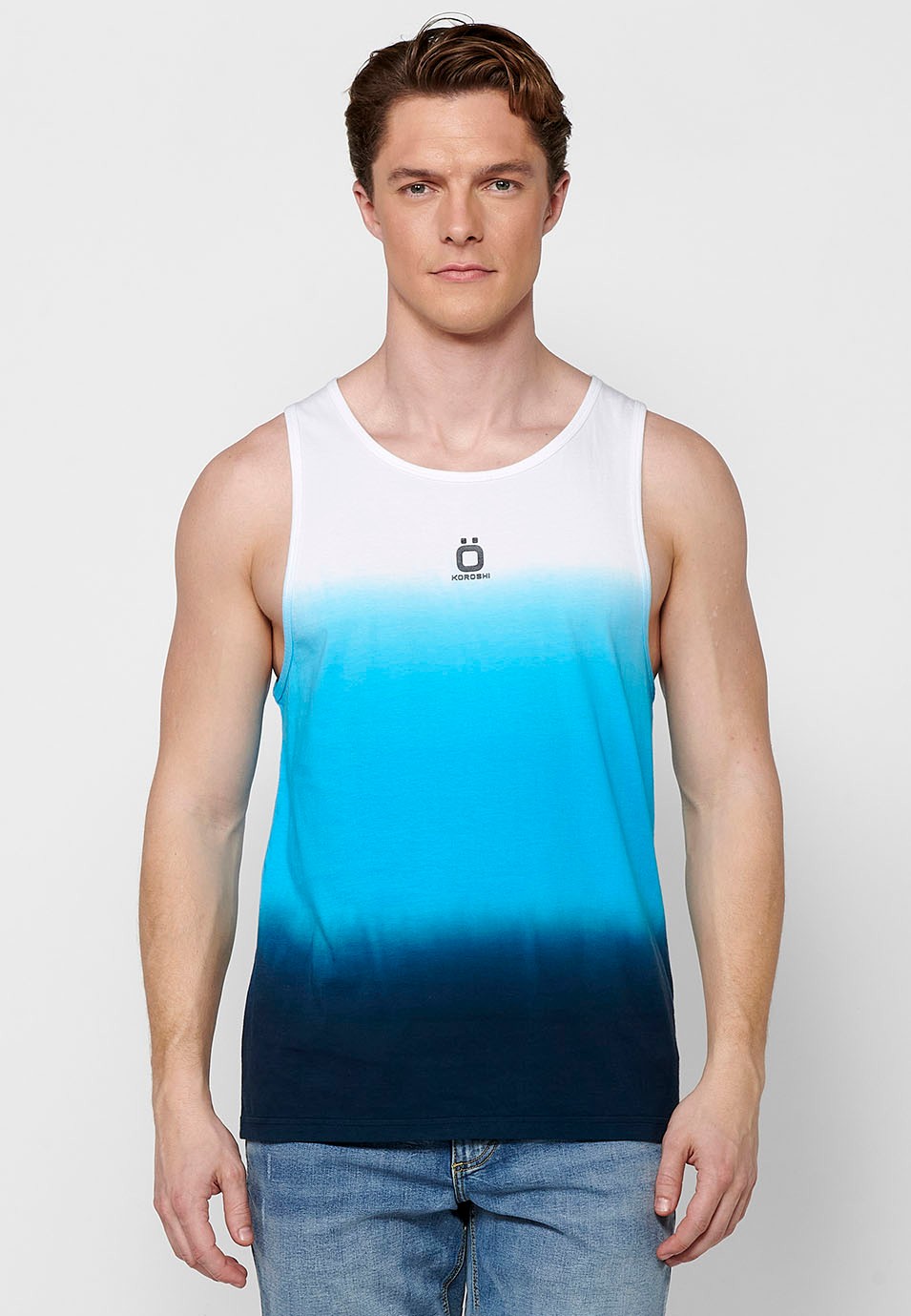 Ärmelloses Herren-Tanktop aus Baumwolle mit buntem Farbverlauf