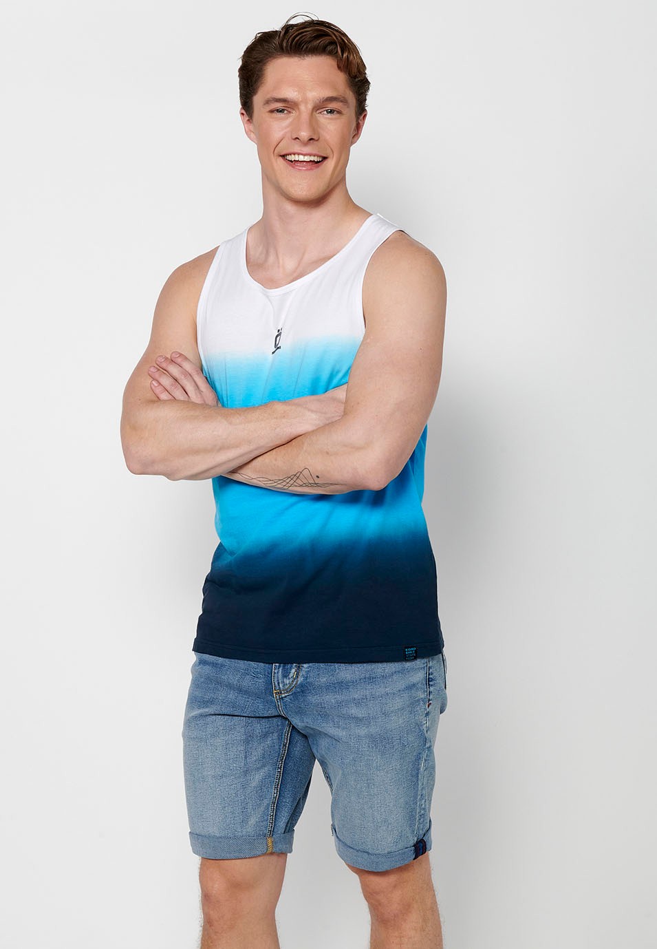 Ärmelloses Herren-Tanktop aus Baumwolle mit buntem Farbverlauf