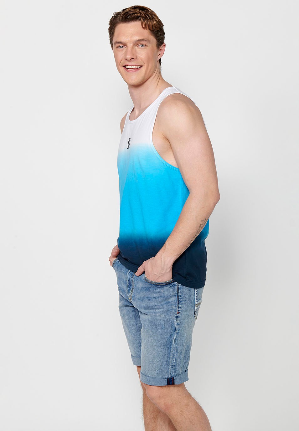 Ärmelloses Herren-Tanktop aus Baumwolle mit buntem Farbverlauf