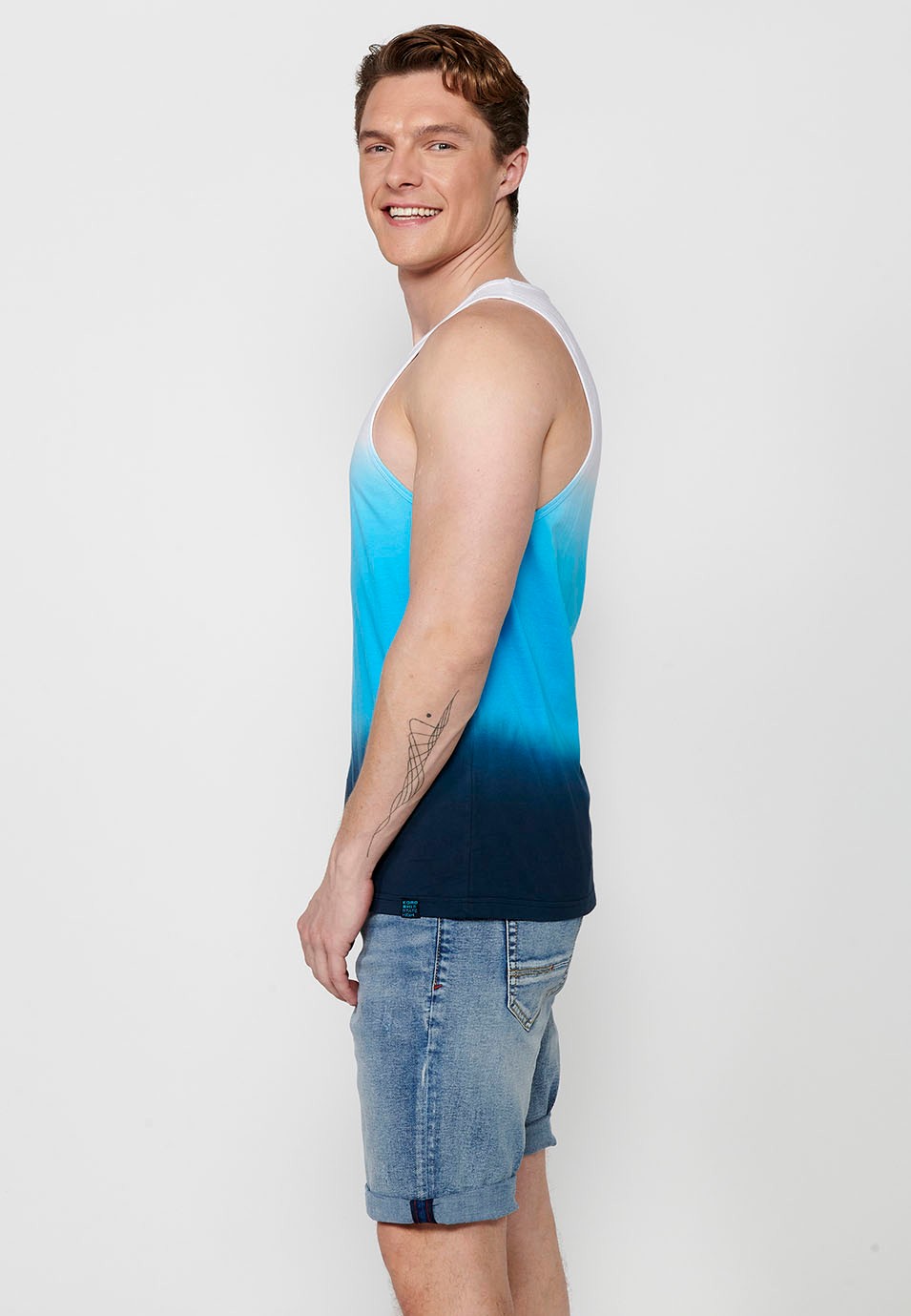 Ärmelloses Herren-Tanktop aus Baumwolle mit buntem Farbverlauf