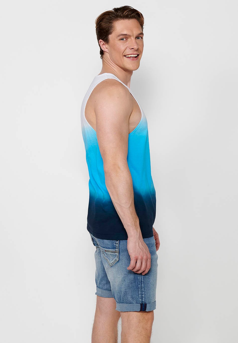 Ärmelloses Herren-Tanktop aus Baumwolle mit buntem Farbverlauf