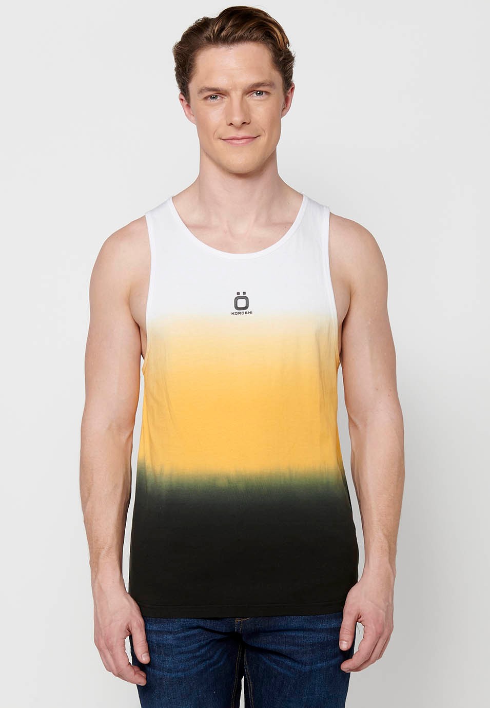 Ärmelloses Herren-Tanktop aus Baumwolle mit buntem Farbverlauf