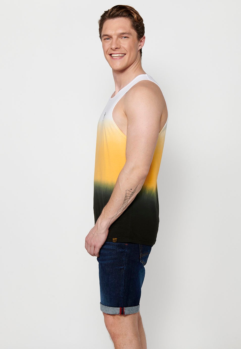 Ärmelloses Herren-Tanktop aus Baumwolle mit buntem Farbverlauf