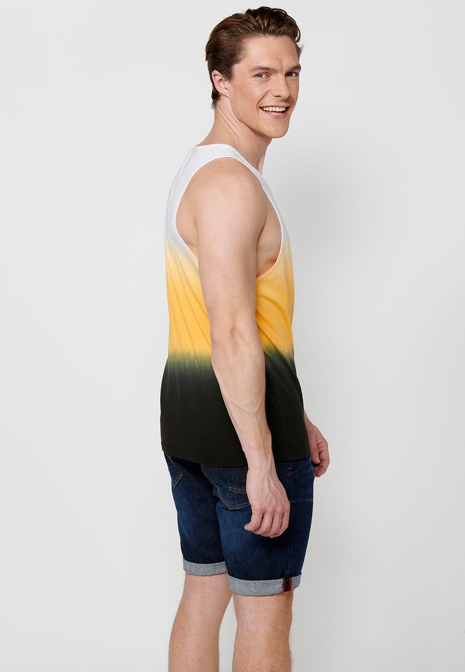 Ärmelloses Herren-Tanktop aus Baumwolle mit buntem Farbverlauf