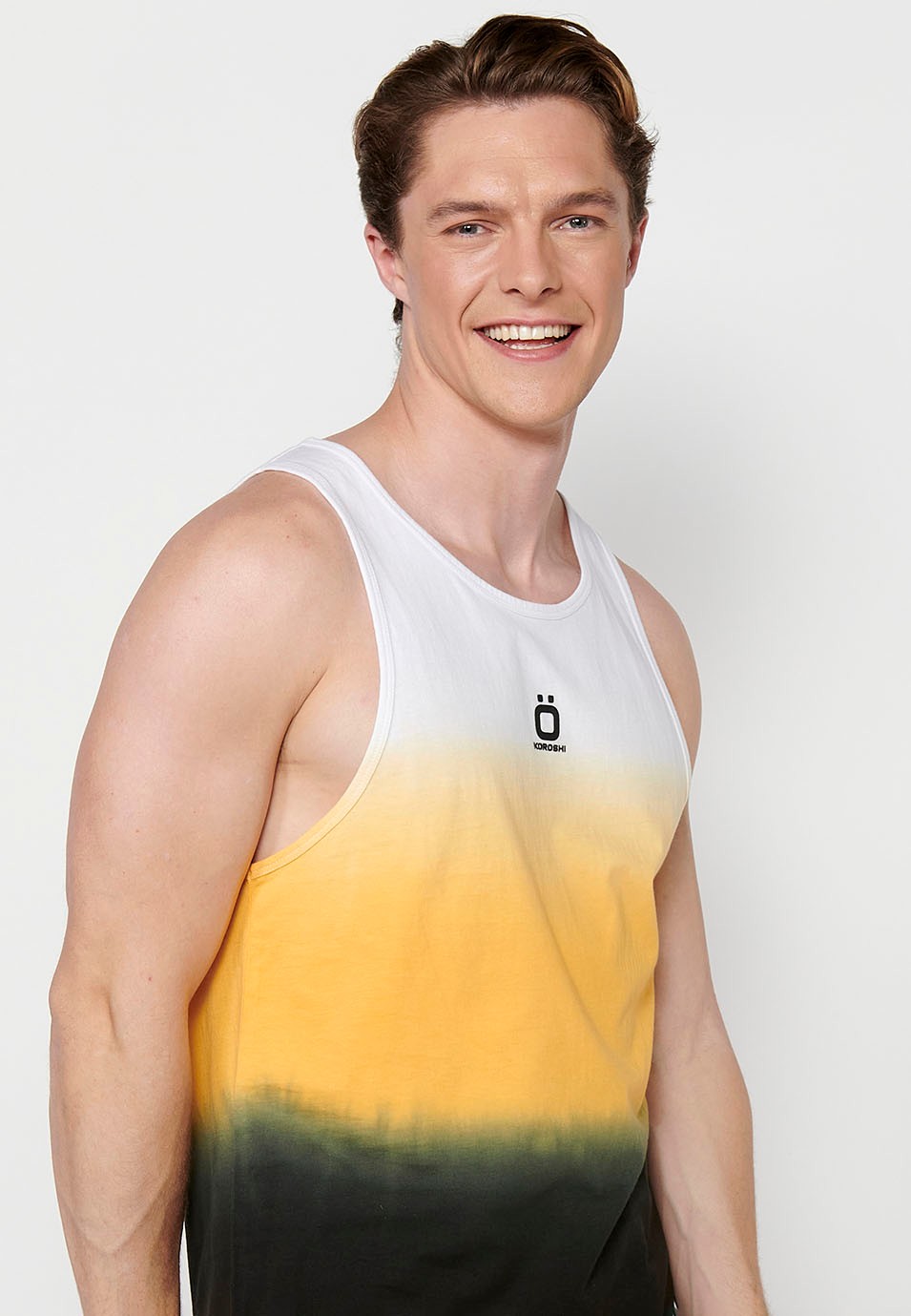 Ärmelloses Herren-Tanktop aus Baumwolle mit buntem Farbverlauf