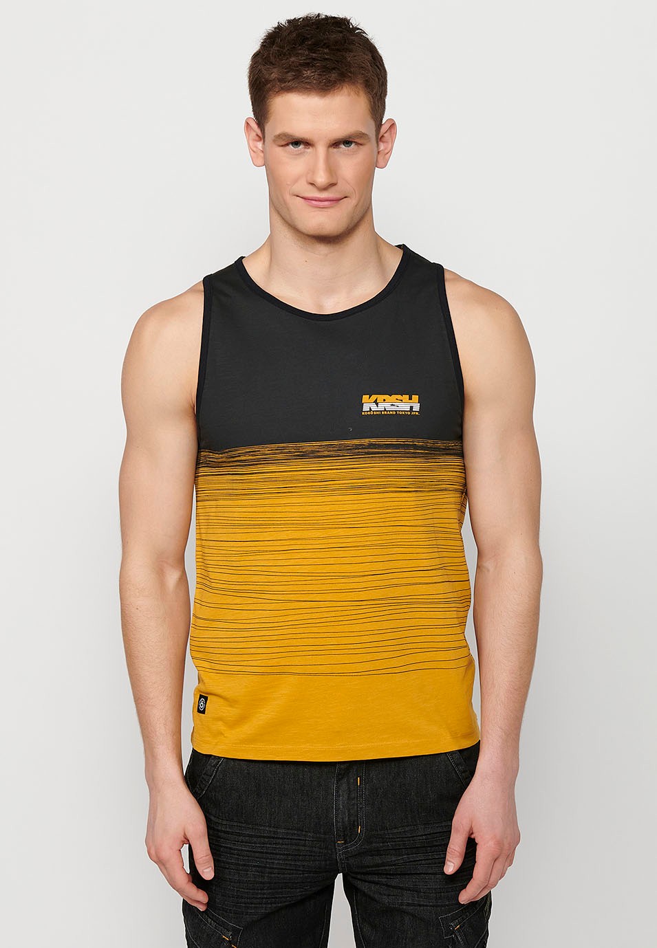 Tanktop, gelber Farbverlaufsdruck, für Herren