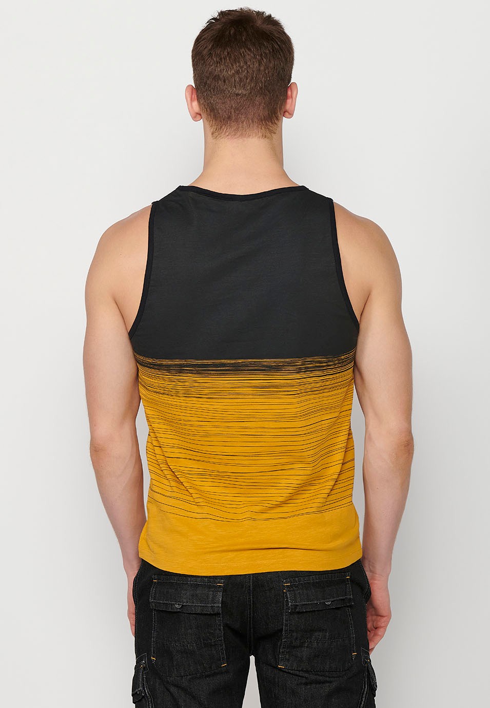 Tanktop, gelber Farbverlaufsdruck, für Herren