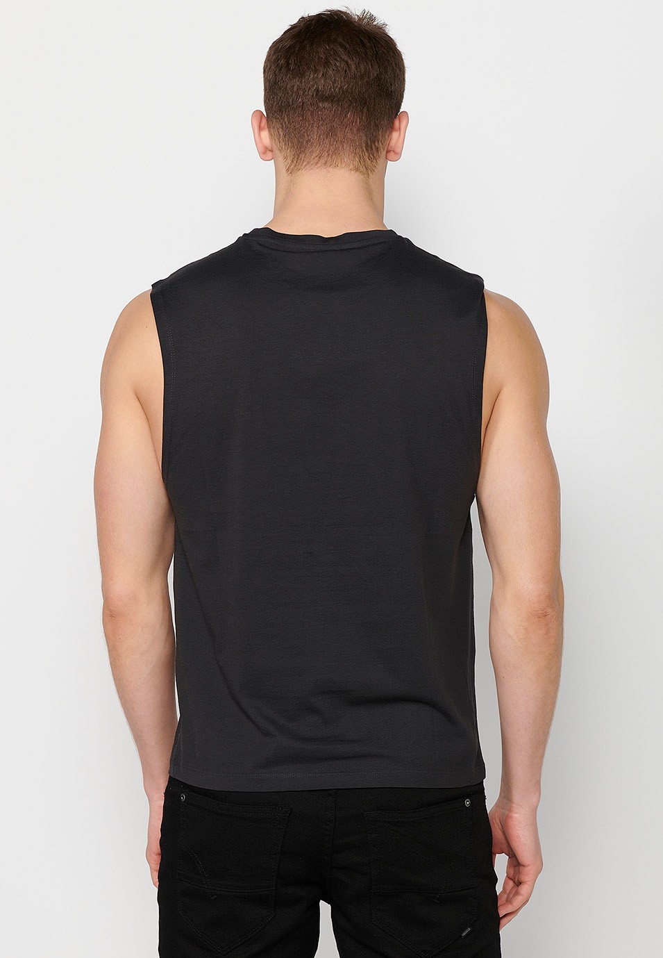 Tanktop, ärmellos, blauer Aufdruck für Herren