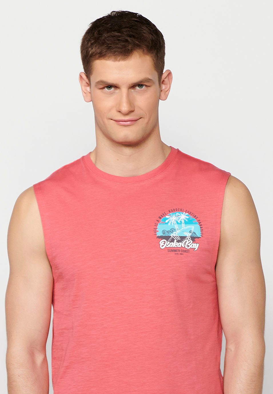 Coral printed sleeveless tank top for men