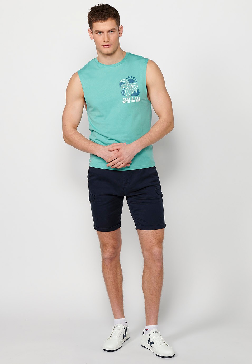 Sleeveless T-shirt, back print 