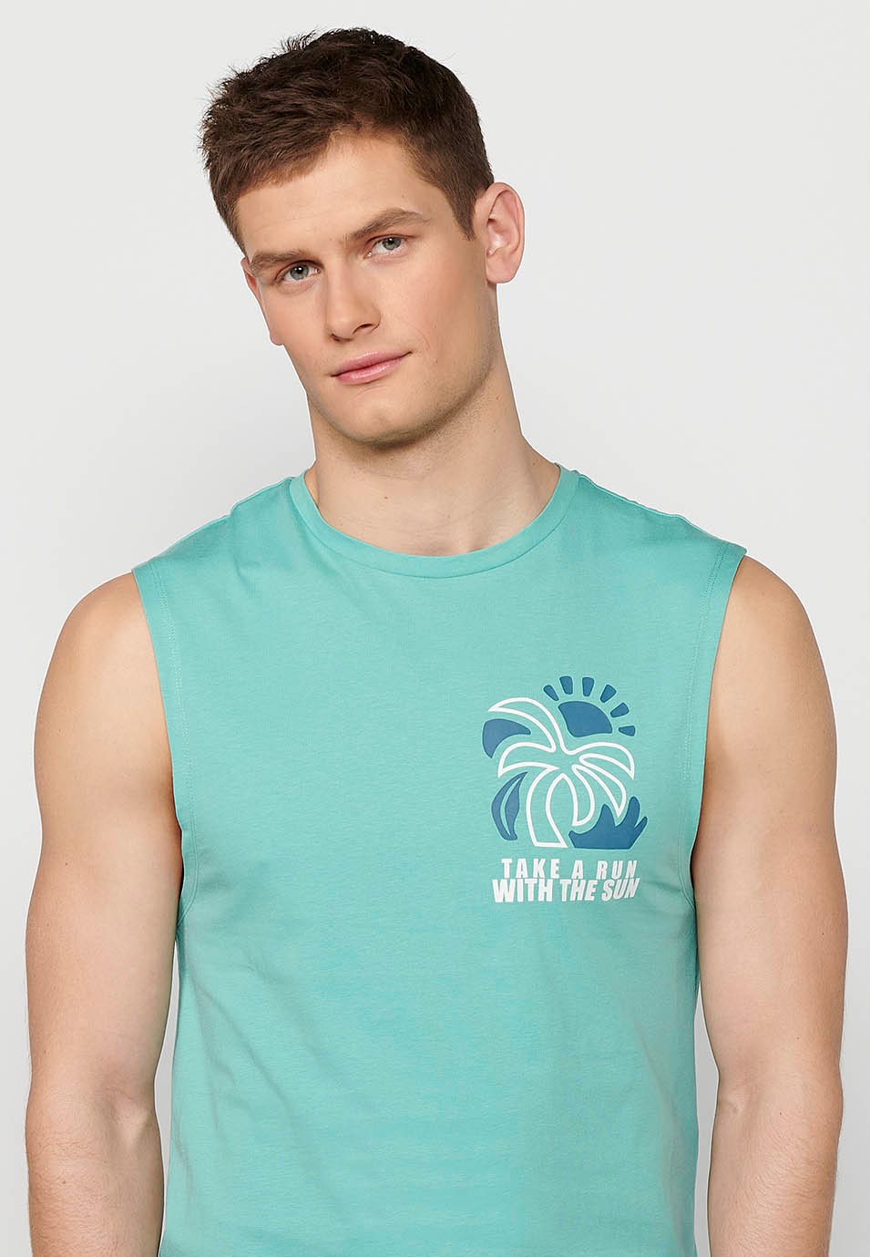 Sleeveless T-shirt, back print 