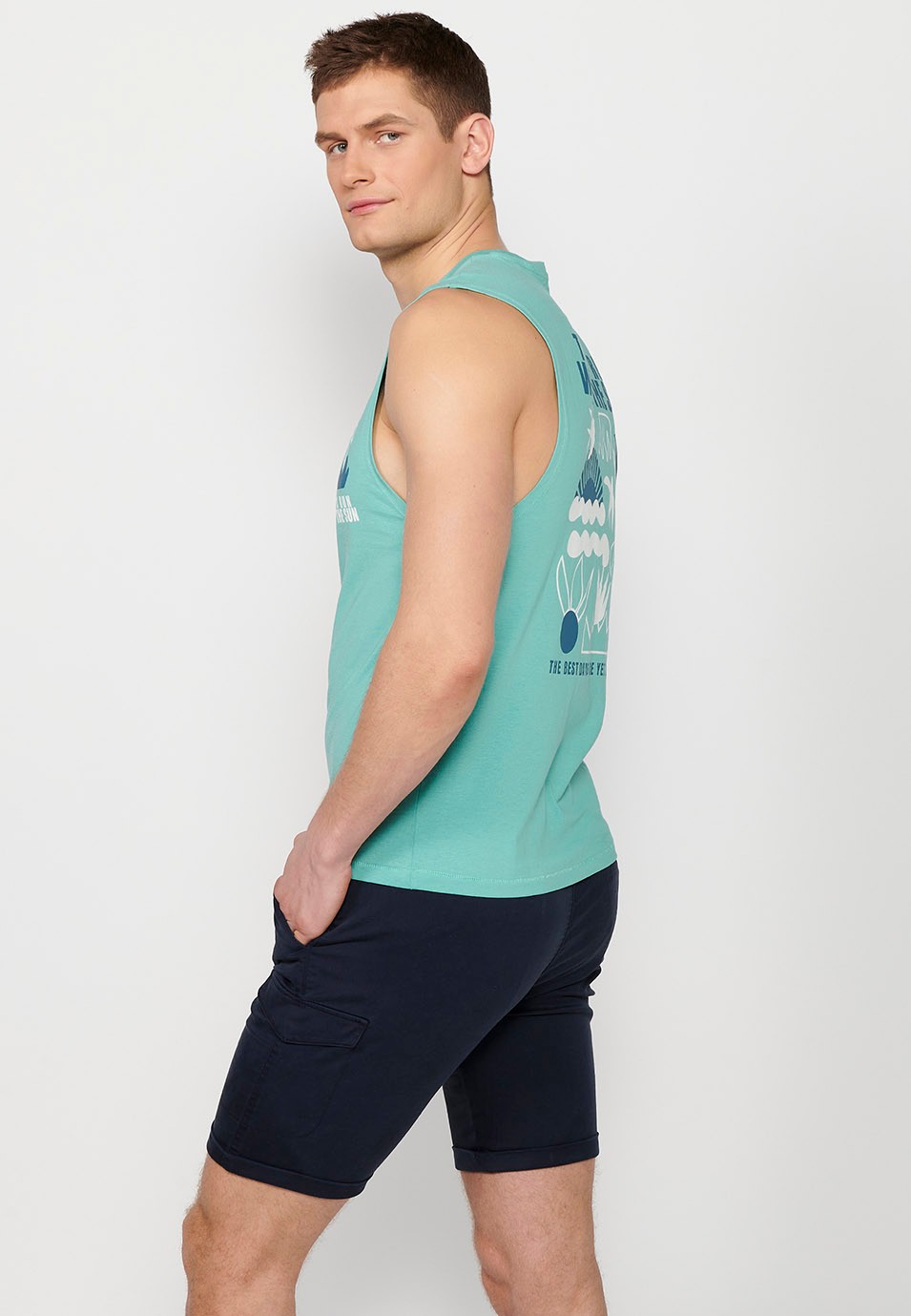 Sleeveless T-shirt, back print 