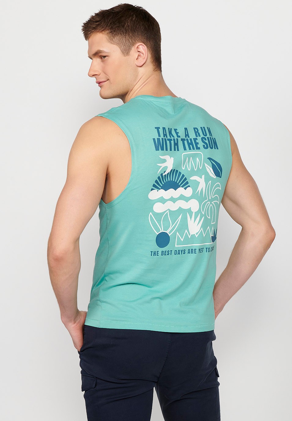 Sleeveless T-shirt, back print 