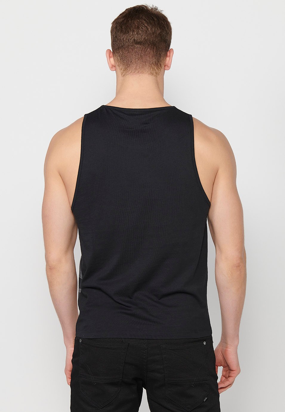 Tank top, black and gray camouflage print for men