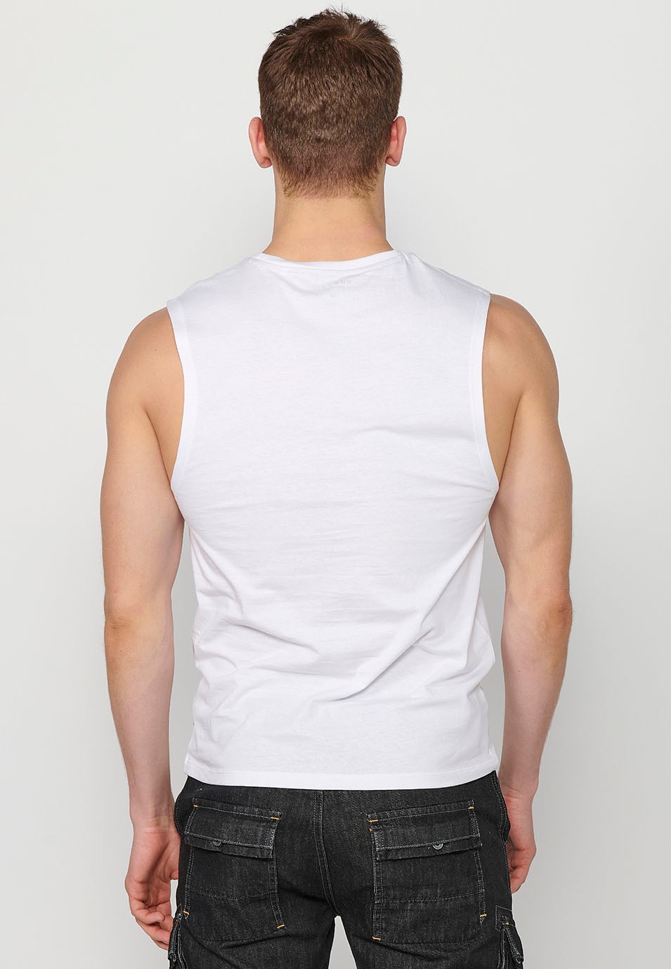 Sleeveless T-shirt, front print 