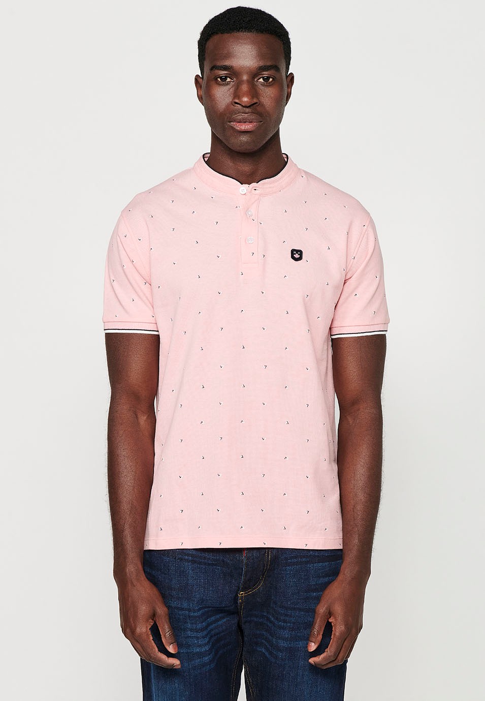 Polo de manga corta de Algodón con Cuello redondo con abertura abotonada y Acabado con cortes laterales de Color Rosa para Hombre 4