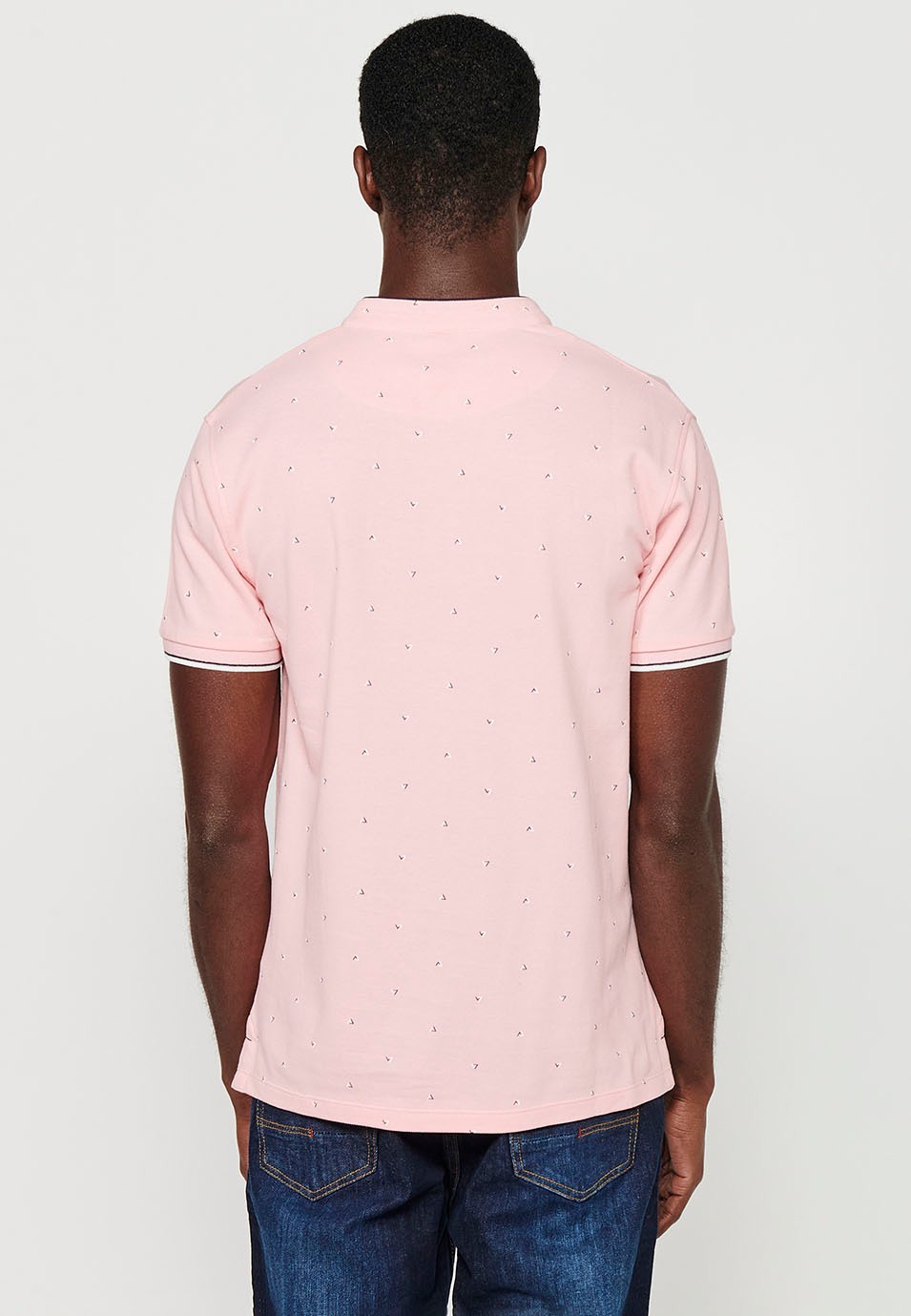 Polo de manga corta de Algodón con Cuello redondo con abertura abotonada y Acabado con cortes laterales de Color Rosa para Hombre 5