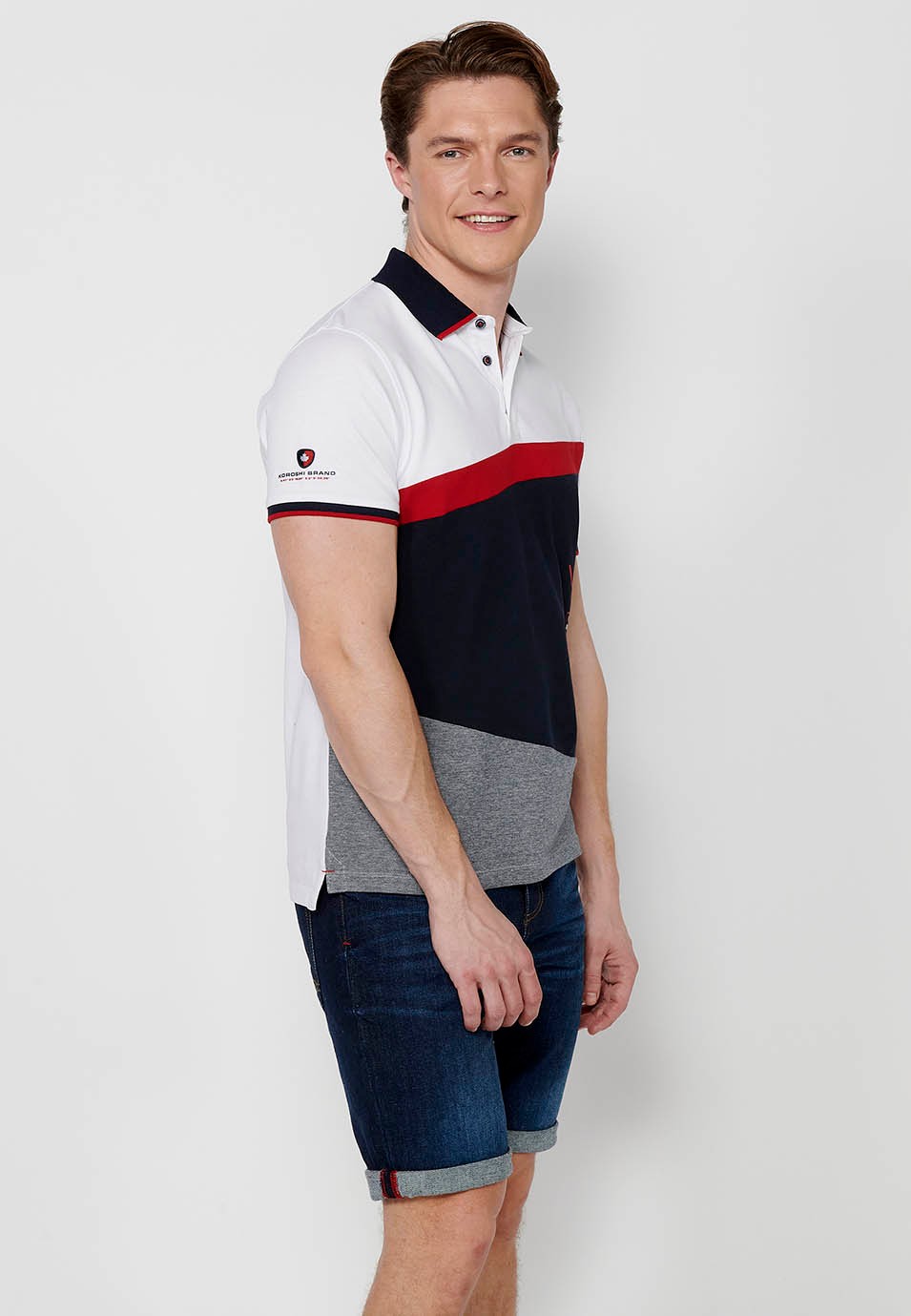 Polo de manga corta de algodón con cuello camisero con botones de color blanco para hombre | Ropa Casual 4