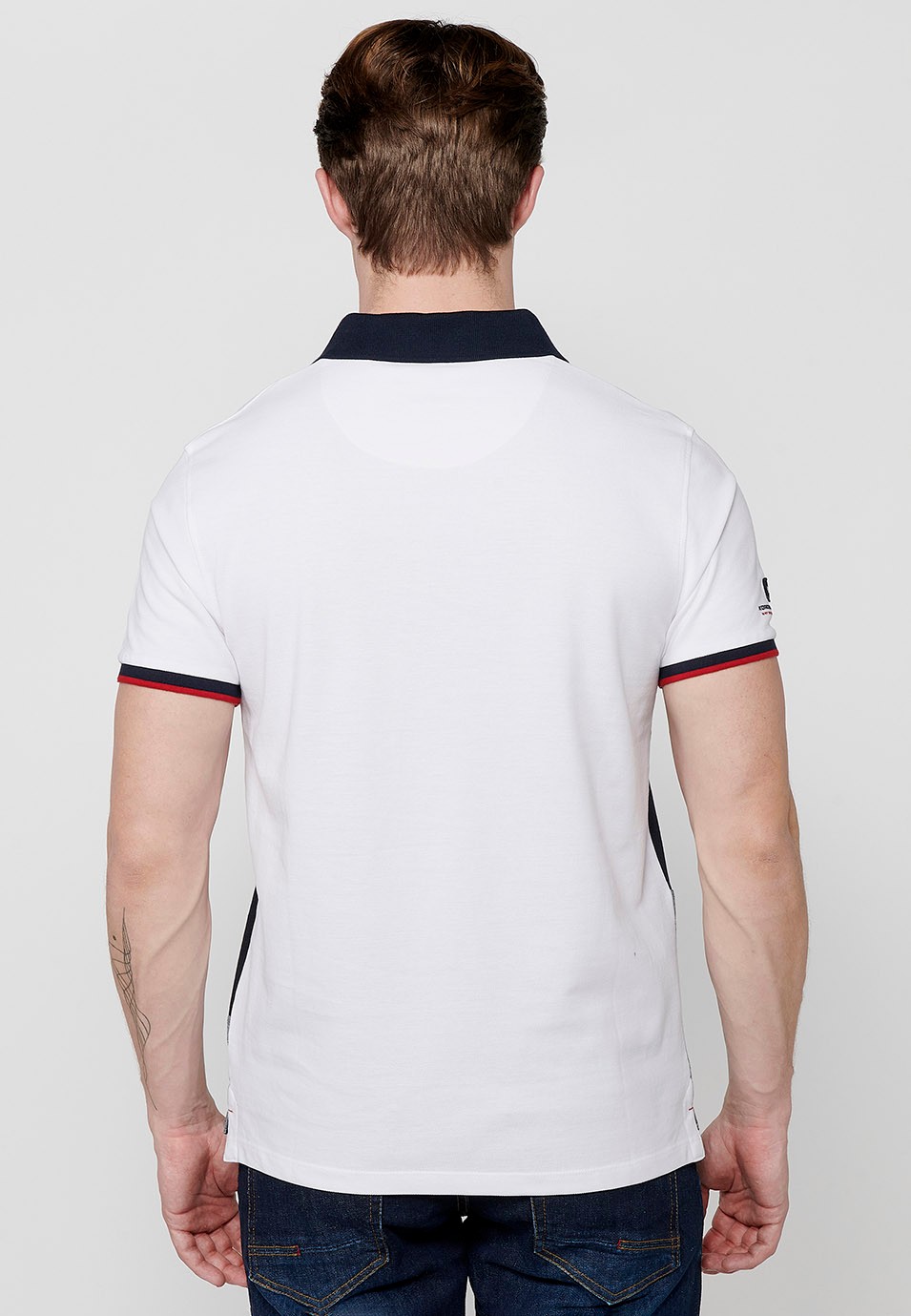 Kurzarm-Poloshirt aus Baumwolle mit weißen Knöpfen für Herren 7