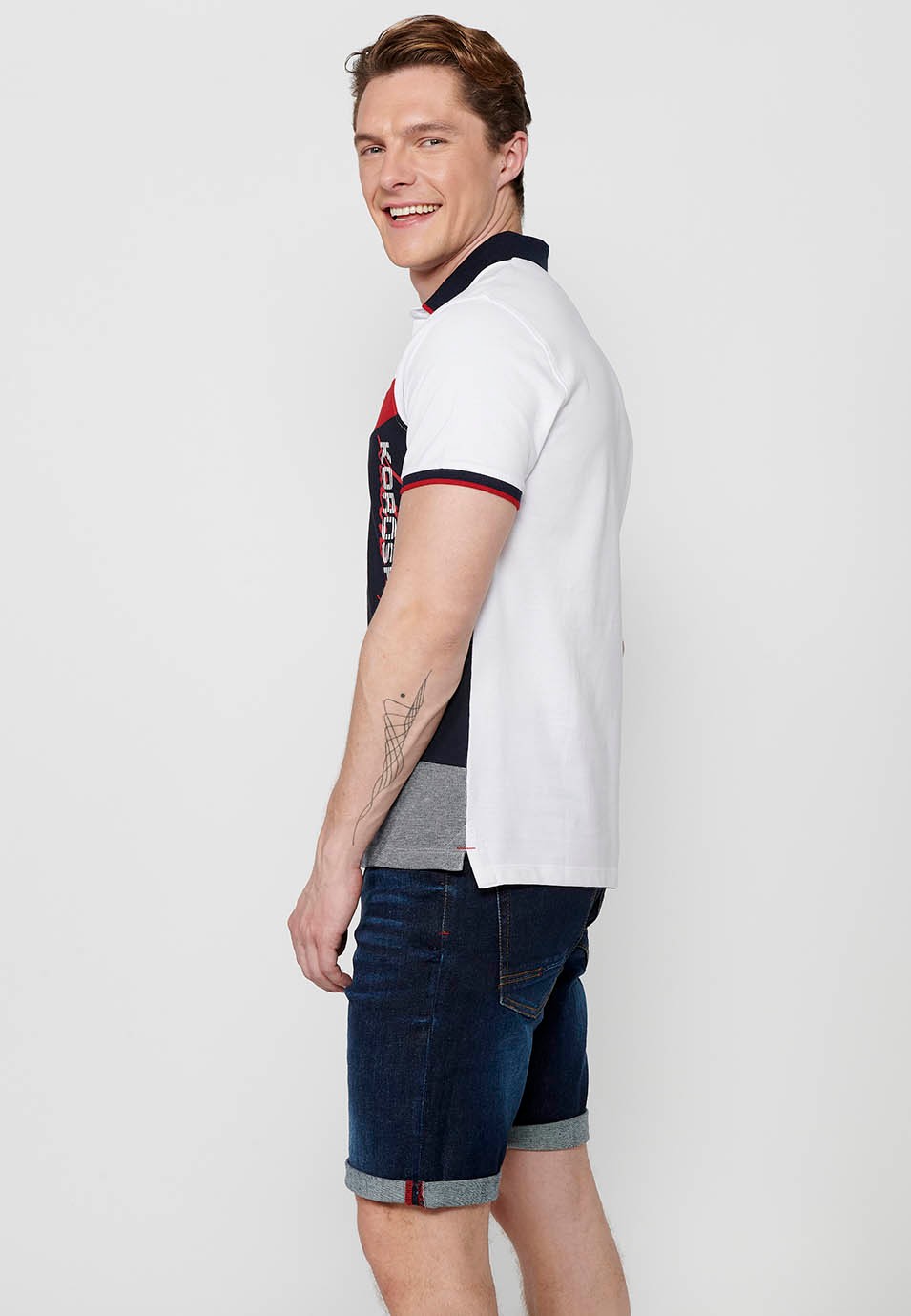 Polo de manga corta de algodón con cuello camisero con botones de color blanco para hombre | Ropa Casual 3