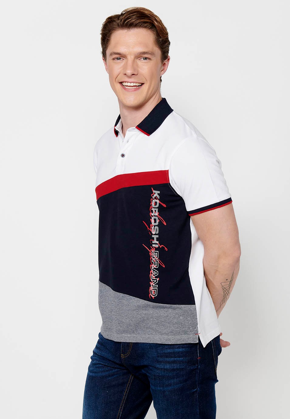 Polo de manga corta de algodón con cuello camisero con botones de color blanco para hombre | Ropa Casual 5