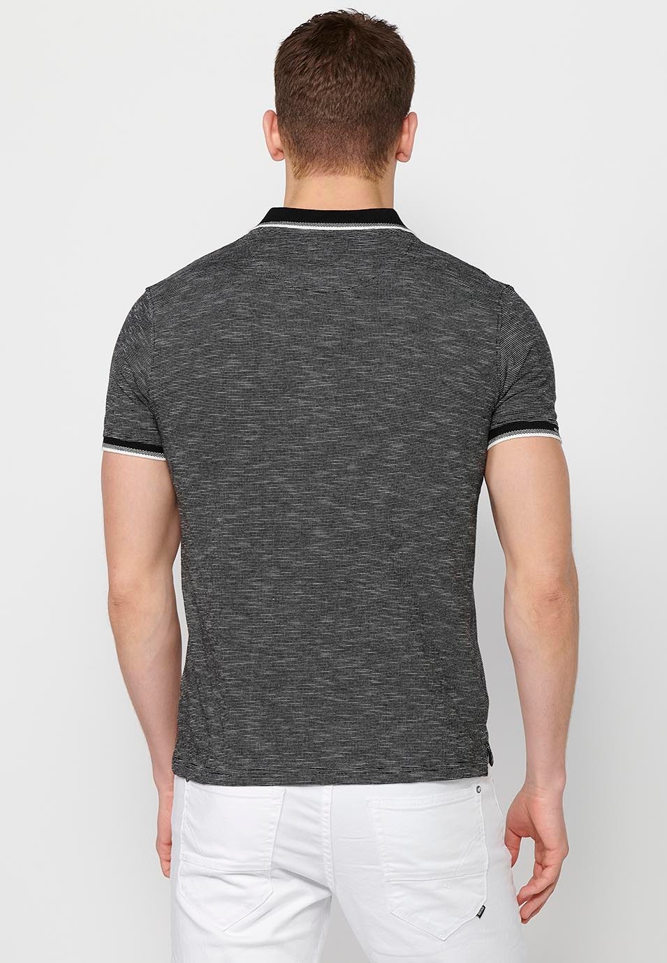 Schwarzes Kurzarm-Poloshirt aus Baumwolle für Herren
