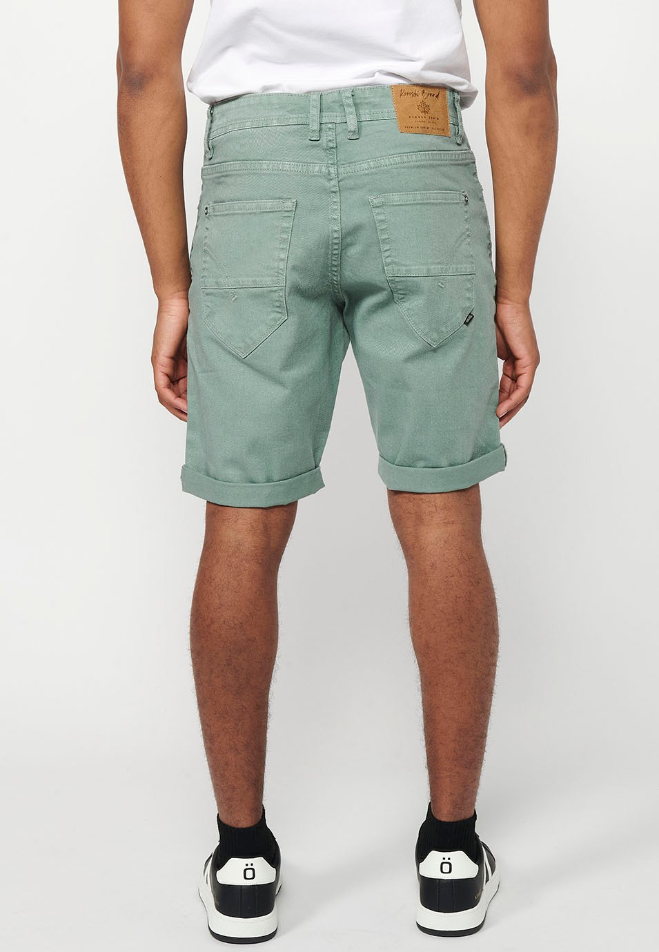 Shorts, five pockets, green color for men