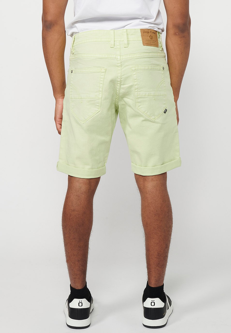 Shorts, five pockets, lime color for men