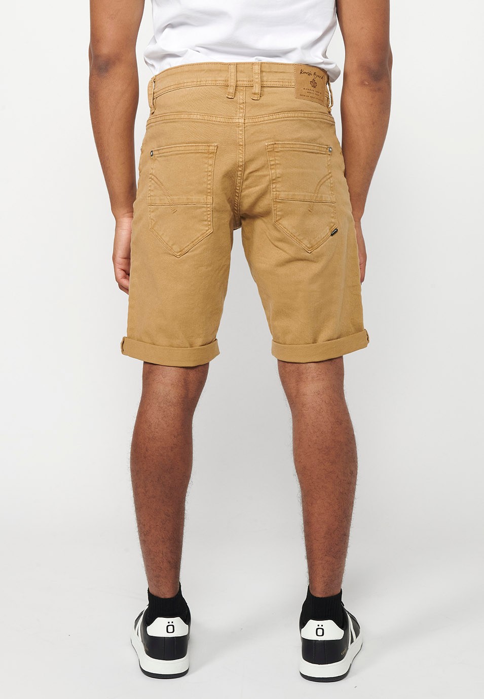 Shorts, five pockets, tan color for men