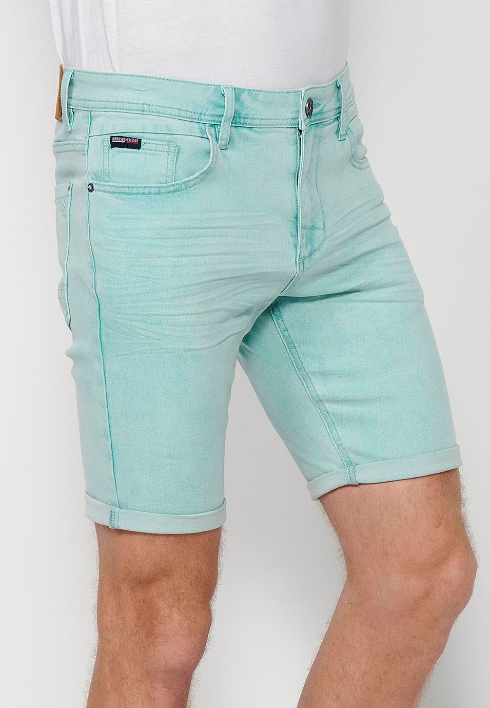 Shorts mit Umschlagverschluss, Frontreißverschluss und Knopfverschluss sowie fünf Taschen, eine blaue Tasche für Herren 5