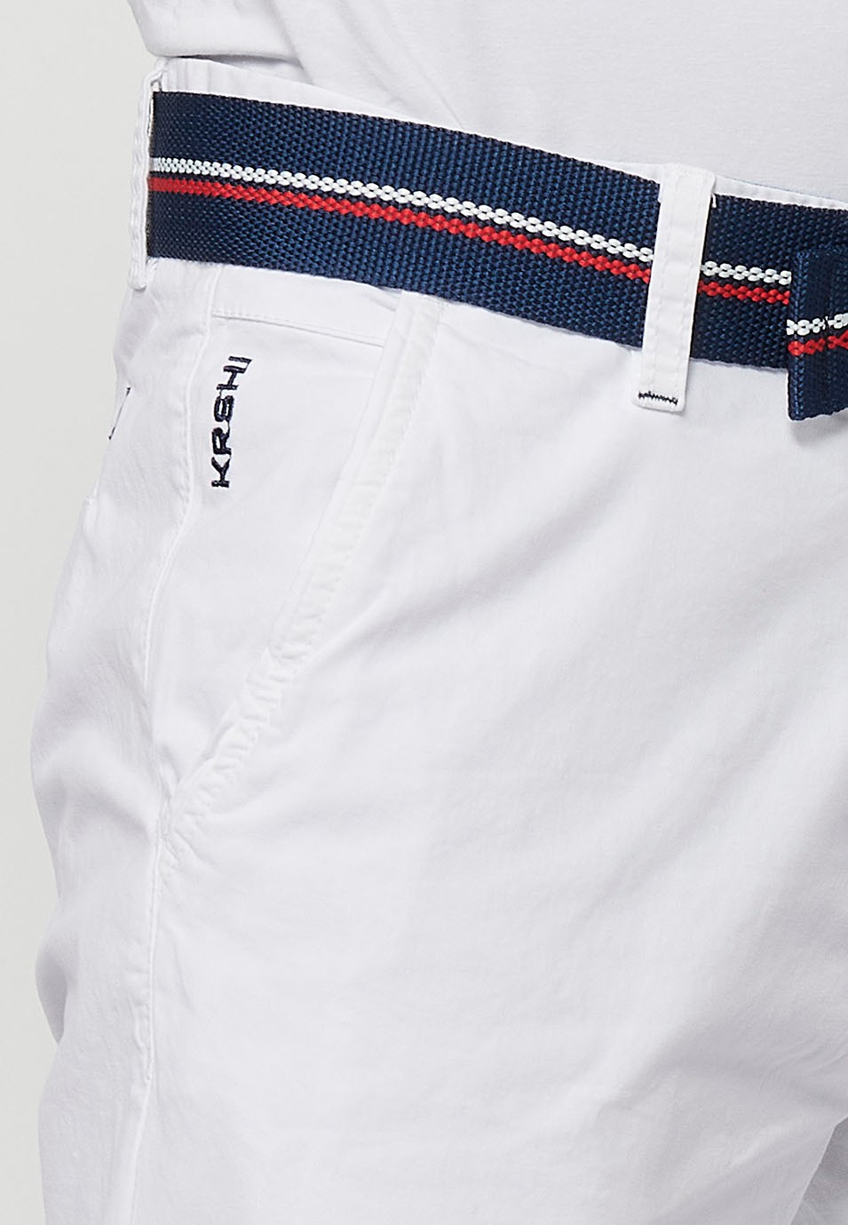 Shorts with a turn-up finish with front closure with zipper and button and belt in White for Men 5