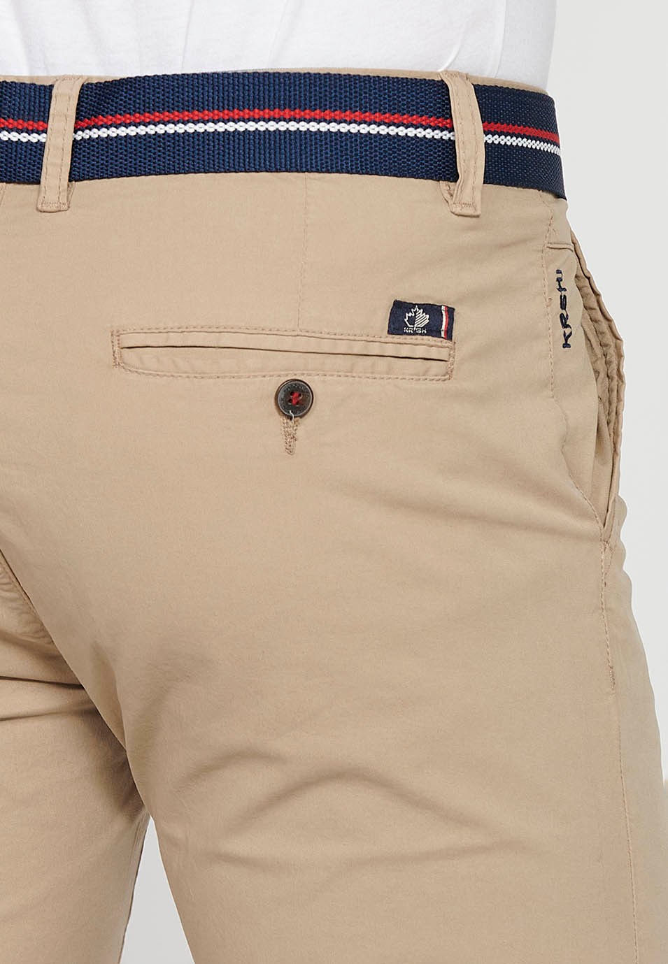 Shorts with a turn-up finish with front closure with zipper and button and belt in Beige Color for Men 5