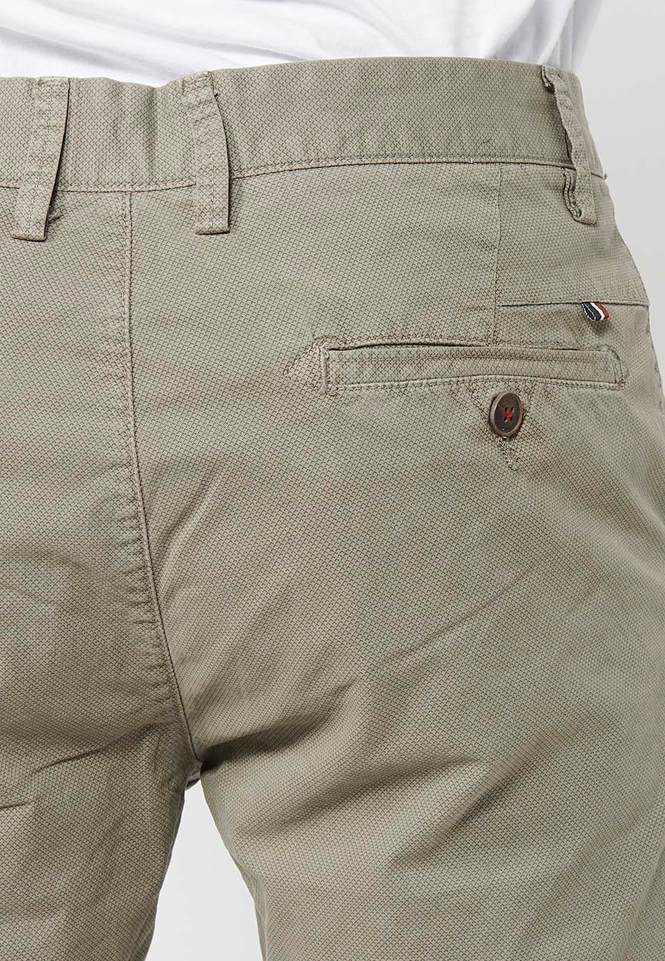 Men's Bermuda Chino Shorts with Turn-Up Finish with Front Zipper and Button Closure with Four Pockets in Mink Color 7
