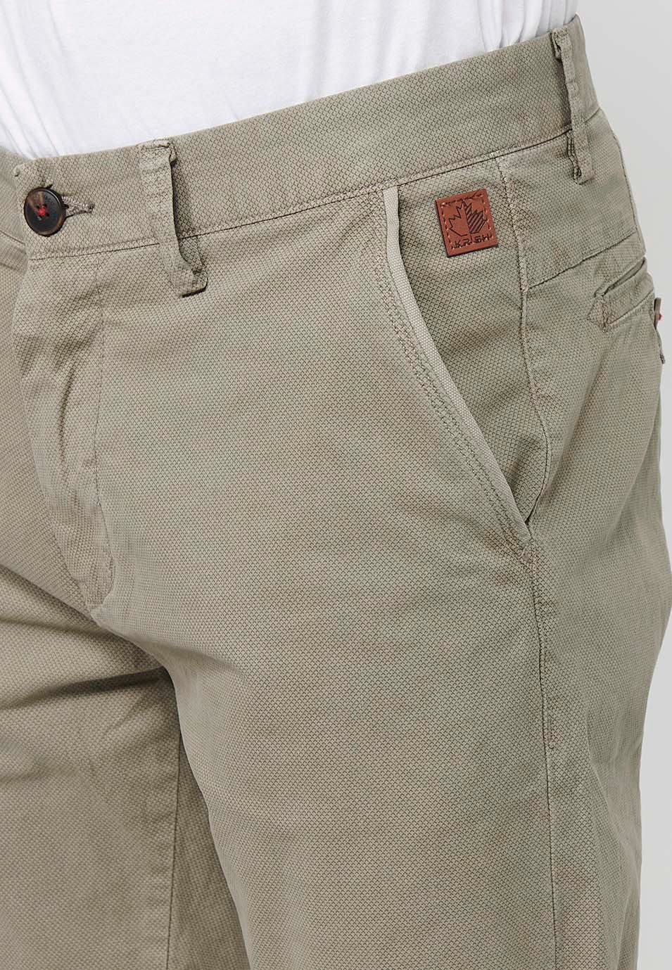 Herren-Bermuda-Chino-Shorts mit Umschlag, Reißverschluss vorne und Knopfverschluss sowie vier Taschen in Nerzfarbe 6