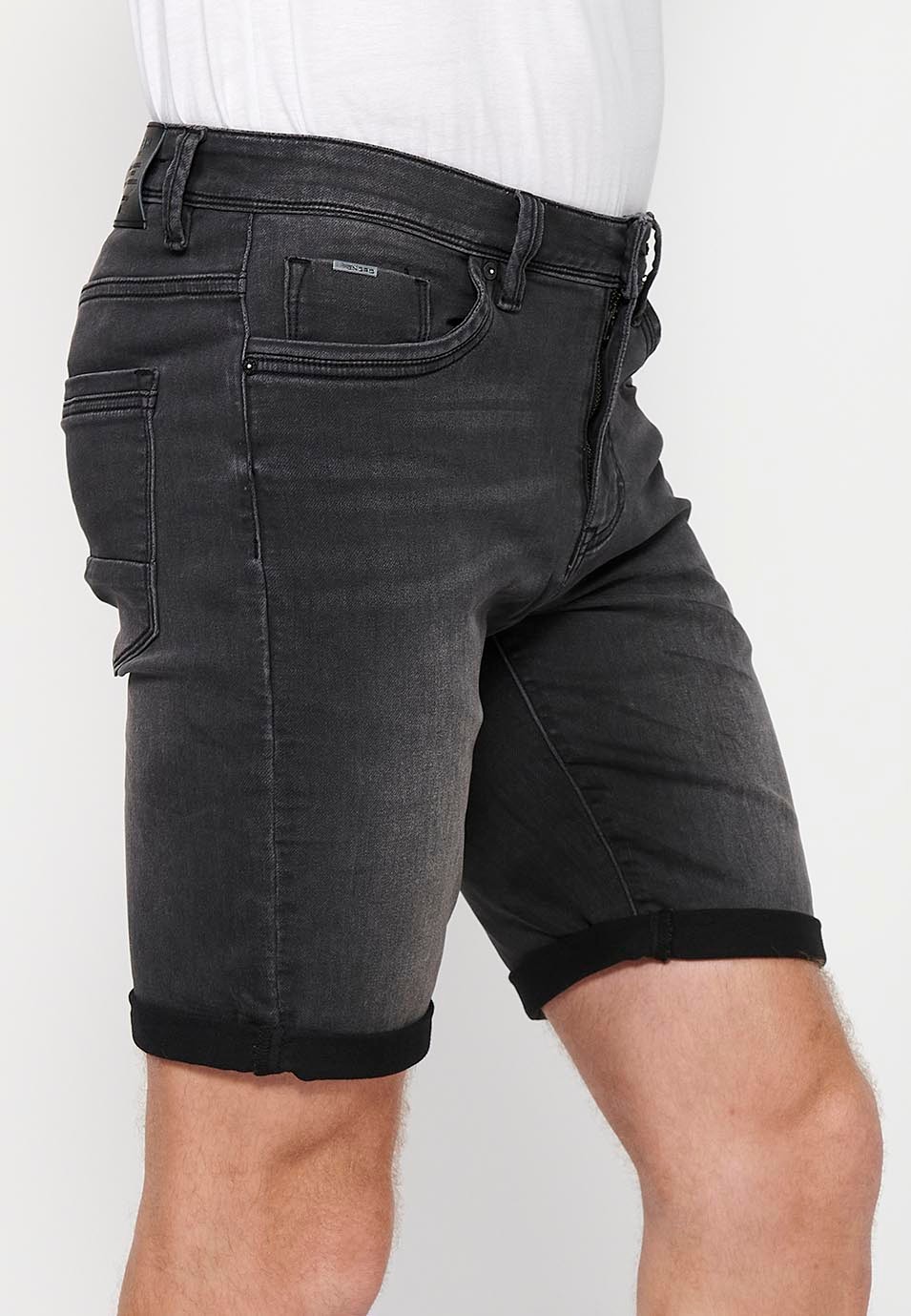 Shorts with turn-up finish with front closure with zipper and button in Black for Men 1
