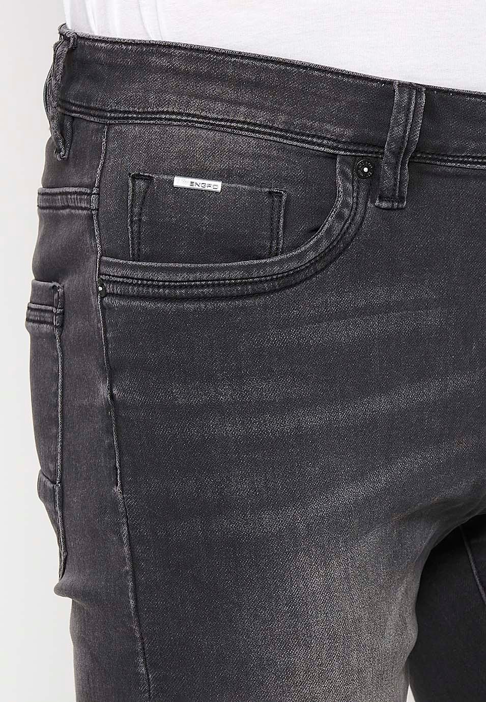 Short avec finition revers avec fermeture sur le devant avec fermeture éclair et bouton en Noir pour Homme 7