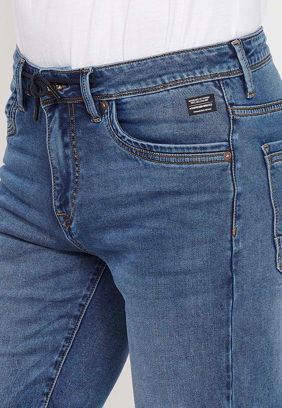 Pantalons curts acabats en volta amb Tancament davanter amb cremallera i botó de Color Blau per a Home