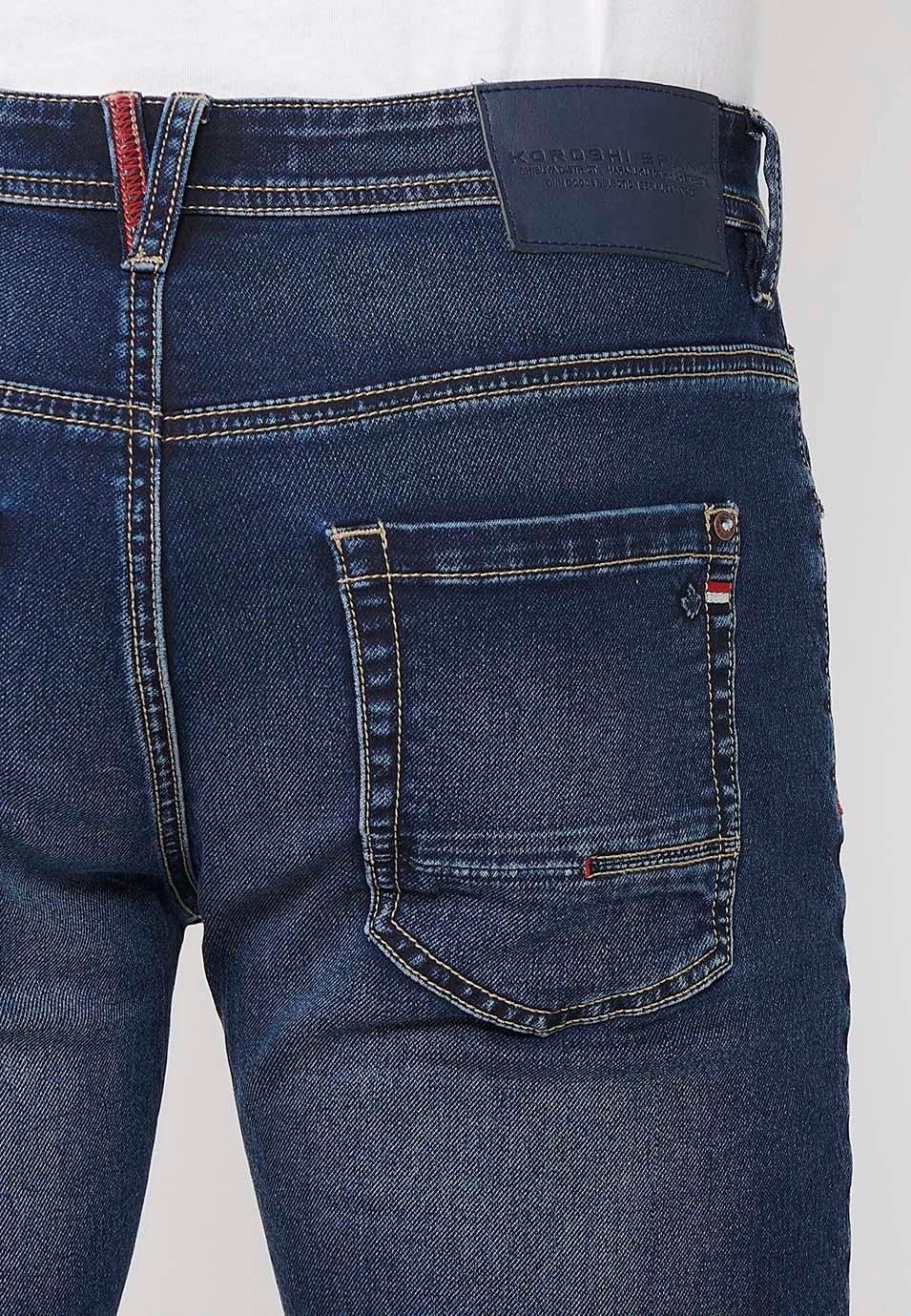 Short avec finition revers avec fermeture sur le devant avec fermeture éclair et bouton en Bleu pour Homme 9