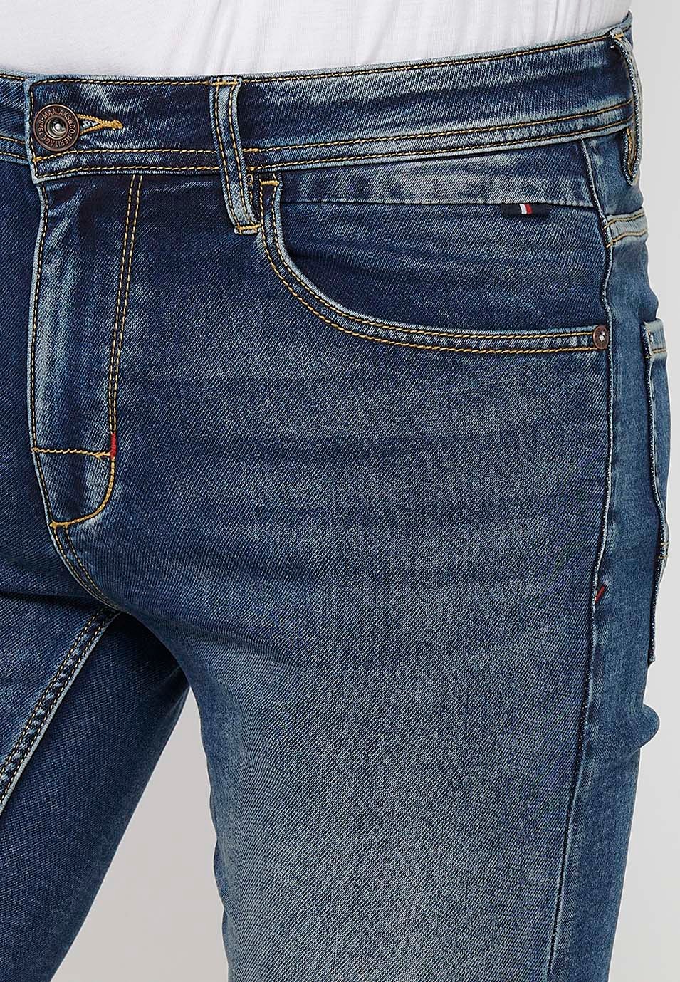 Bermuda avec fermeture à revers avec fermeture zippée et boutonnée sur le devant en Bleu pour Homme 9