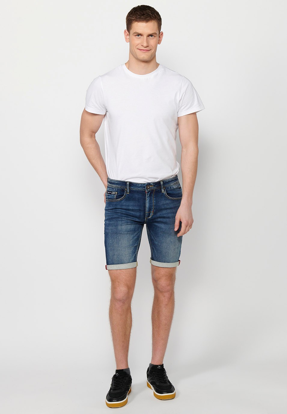 Bermuda shorts with turn-up closure with front zip and button closure in Blue for Men