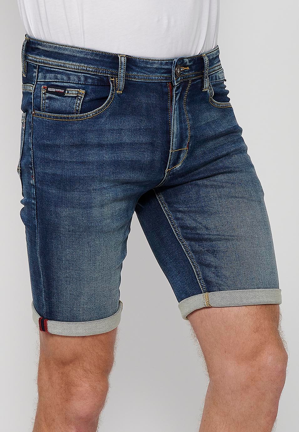 Bermuda avec fermeture à revers avec fermeture zippée et boutonnée sur le devant en Bleu pour Homme 2